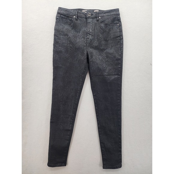 Seven7 Denim - Seven7 Ultra High Rise Skinny Jeans Black Snakeskin Animal Print Pants Size 10